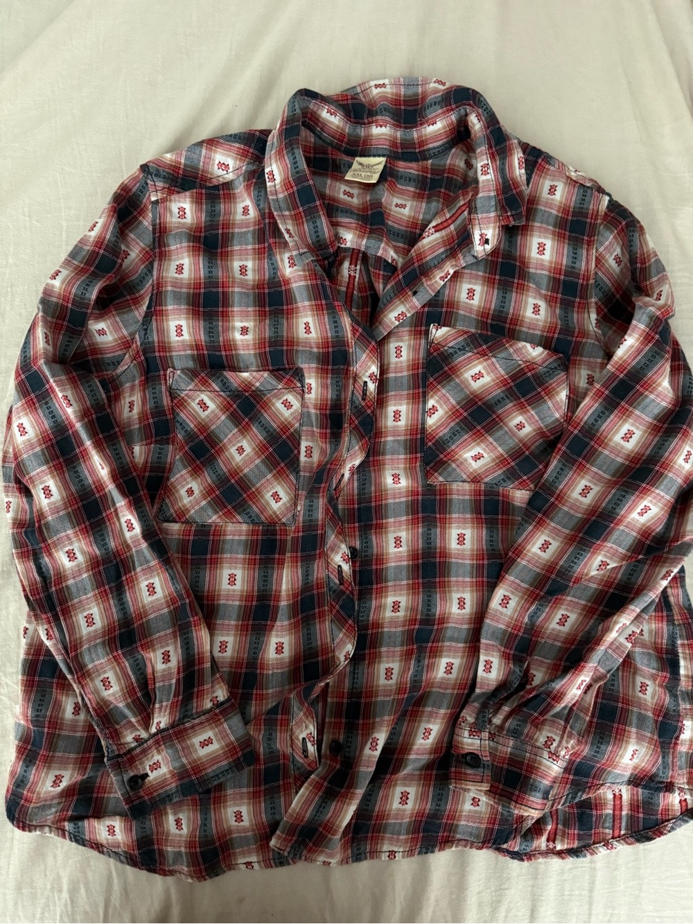 Red and Blue Plaid Button-Up Shirt